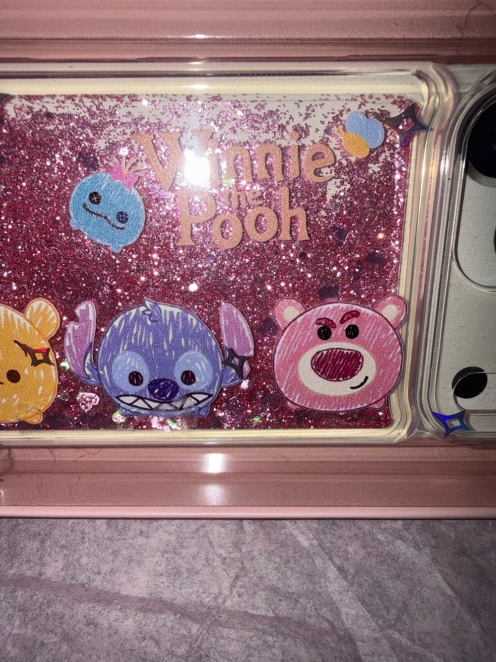 Winnie the Pooh Pink Glitter Liquid iPhone 17 Pro Max Case - Picture 7 of 8